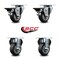 Service Caster 3'' Thermo Rubber Wheel Swivel Top Plate Caster Set with 2 Posi Brakes 2 Rigid, 4PK SCC-20S314-TPRB-PLB-2-R-2 - alternate 2